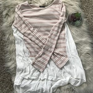 Beige Stripped Tunic Top